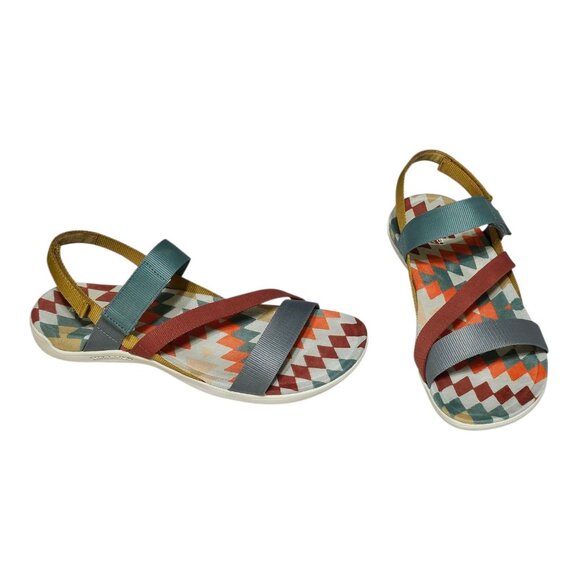 Merrell District 3 Strap Web Sandal Womens 10 Multicolor Adjustable Cushion EUC - Picture 1 of 10